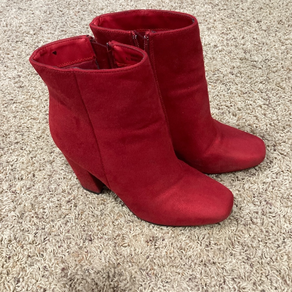 Red heeled boots